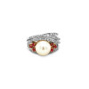 Zlatý Prsten s Přírodní Perlou, Růžovými Safíry a Diamanty
