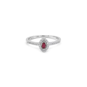 Rubinový prsten s diamanty z bílého zlata