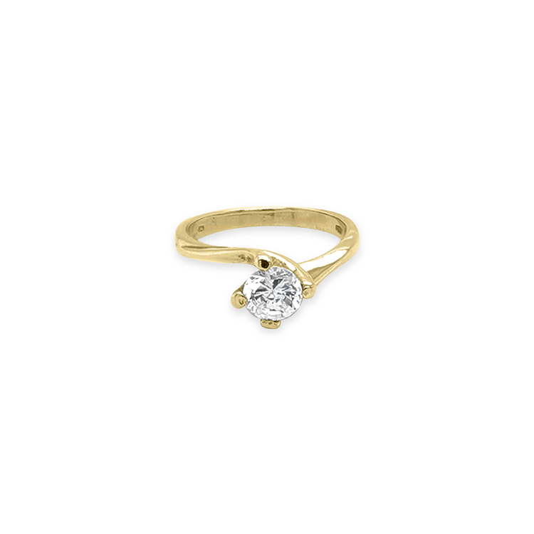 detail Zlatý Zásnubní Prsten se Zirkony