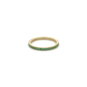 Zlatý Eternity Prsten s Zelenými Kameny