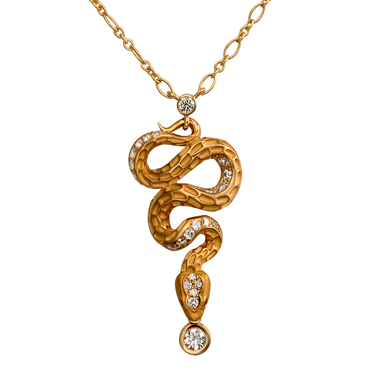detail Zlatý Přívěšek s Diamanty Magerit Mythology Snake Diamond
