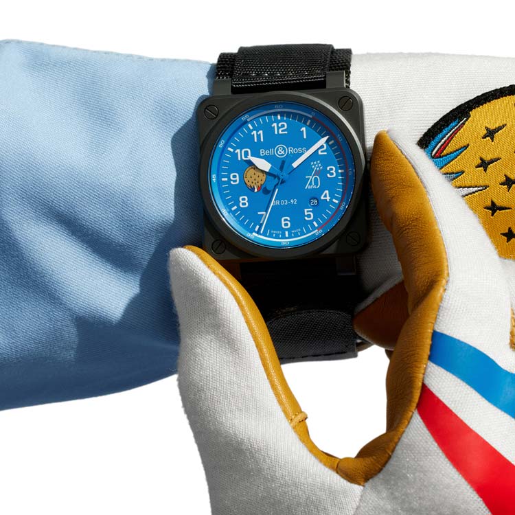 detail Bell & Ross BR 03-92 Patrouille de France 70th Anniversary BR0392-PAF7-CE/SCA