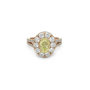 Zlatý Prsten s Žlutým Fancy Diamantem