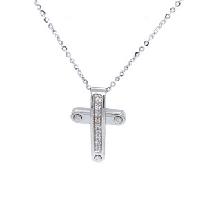 Zlatý Přívěsek Kříž Zancan Insignia s Diamanty EC584B