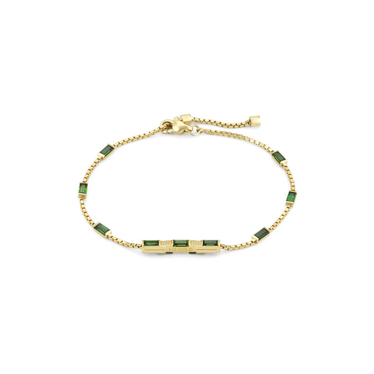detail Zlatý náramek Gucci Link to Love se zelenými turmalíny YBA702395002016