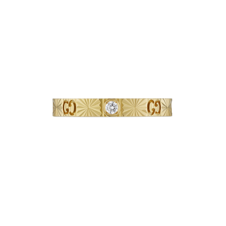 detail Zlatý Prsten Gucci Icon s Diamantem YBC727892002