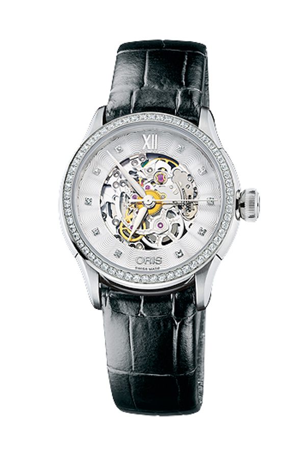 detail Oris Artelier Skeleton Diamonds 01 560 7604 4919-07 5 16 60FC