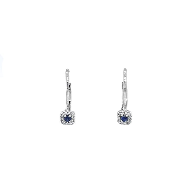detail Zlaté náušnice se safíry a diamanty