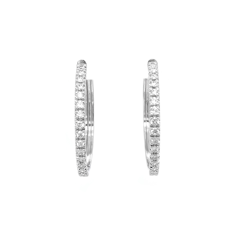 detail Zlaté kruhové náušnice s diamanty
