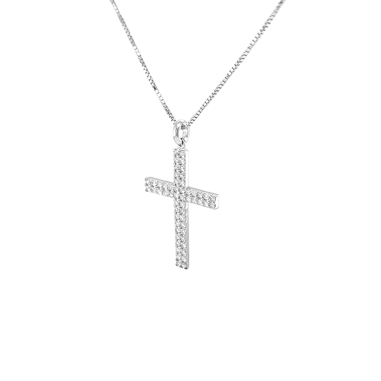 detail Zlatý Přívěsek Kříž s Diamanty