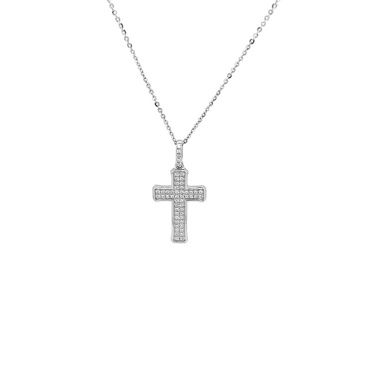 detail Zlatý Přívěsek Kříž s Diamanty