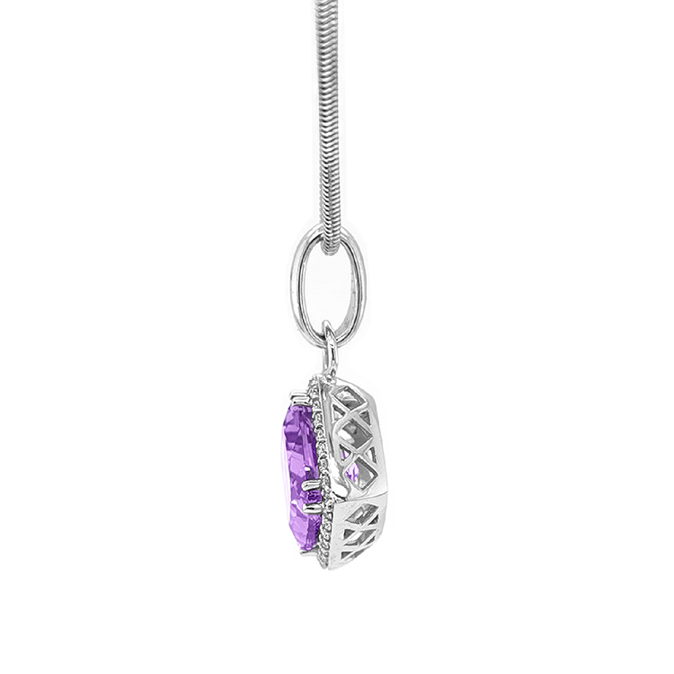 detail Zlatý Přívěsek s Ametystem a Diamanty