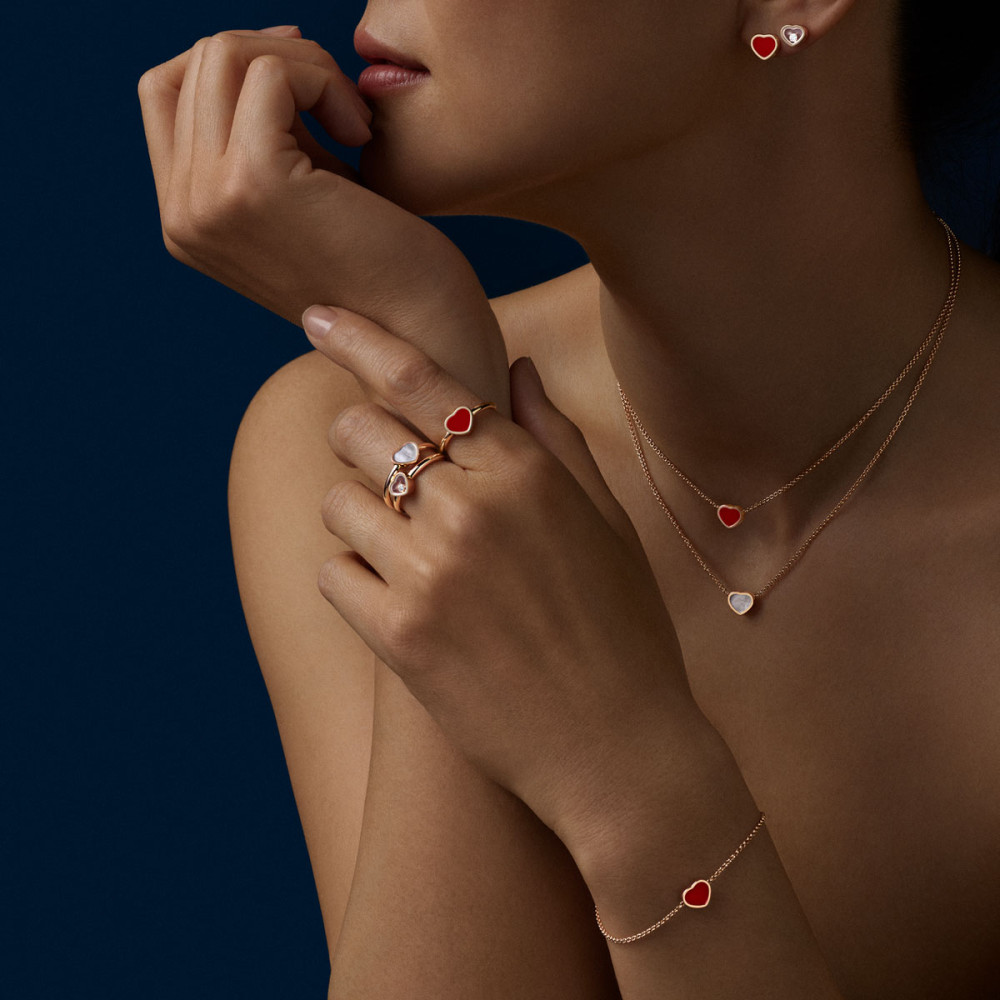 detail Zlaté Náušnice Chopard My Happy Hearts 83A086-5092