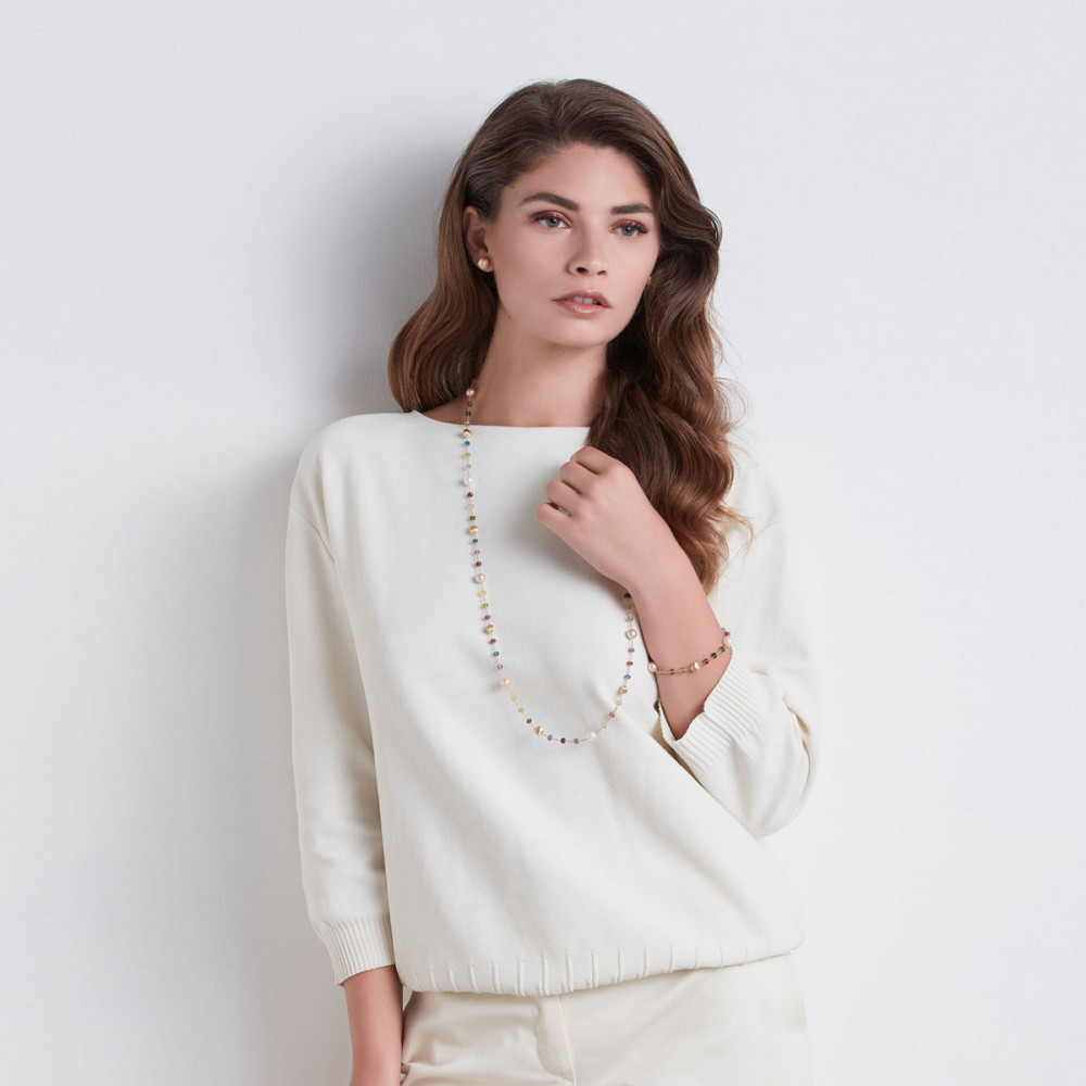 detail Zlatý Náramek Marco Bicego Africa s Perly a Polodrahokamy