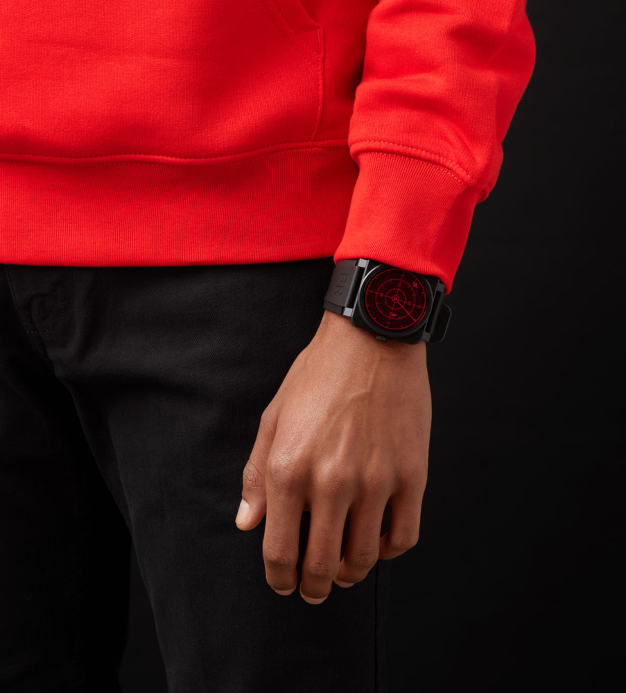 detail Bell & Ross BR03-92 Red Radar Ceramic BR0392-RRDR-CE/SRB