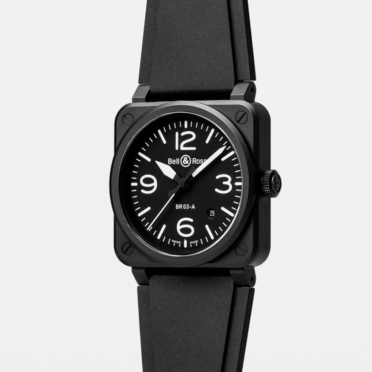 detail Bell & Ross New BR 03 Black Matte BR03A-BL-CE/SRB