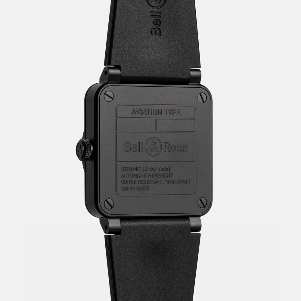 detail Bell & Ross BR-03 Skeleton Black Ceramic BR03A-BL-SKCE/SRB
