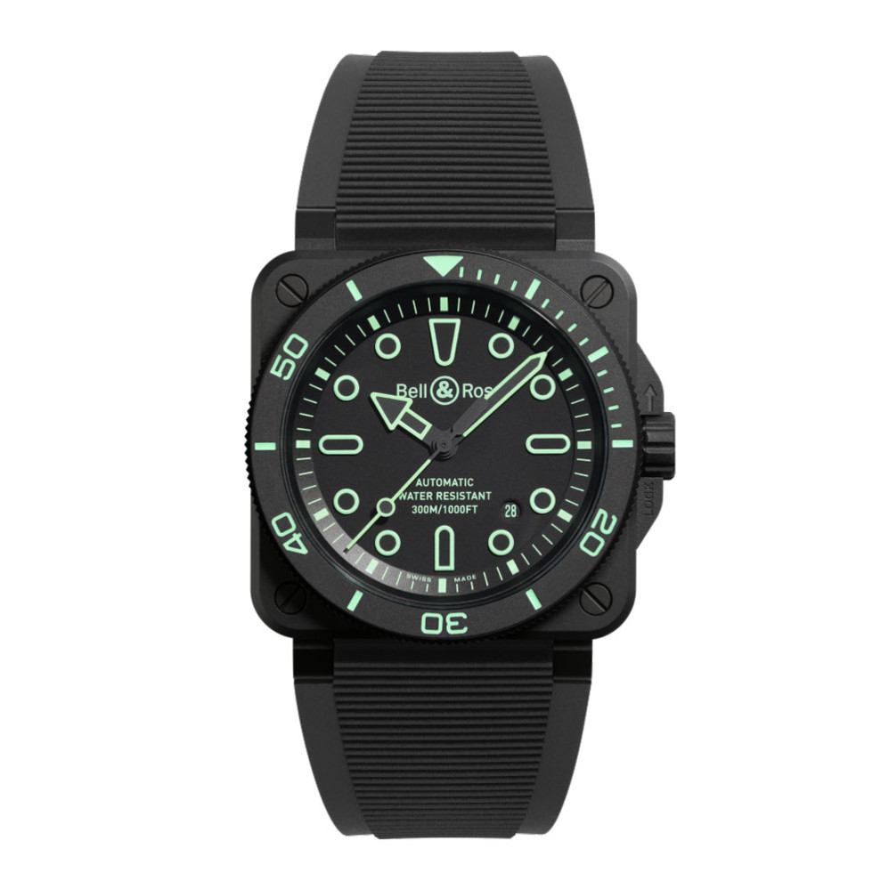 detail Bell & Ross BR-03 Diver Lum Outline BR03A-D-OL-CE/SRB