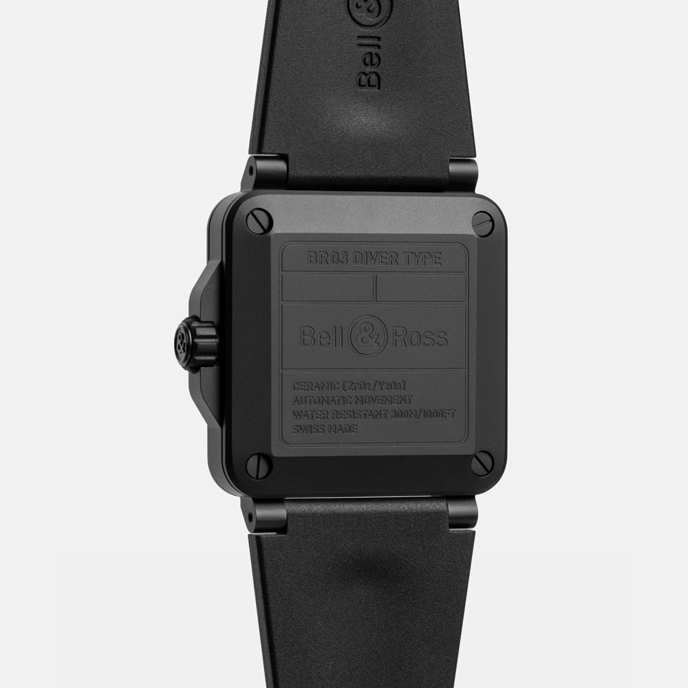 detail Bell & Ross BR-03 Diver Lum Outline BR03A-D-OL-CE/SRB