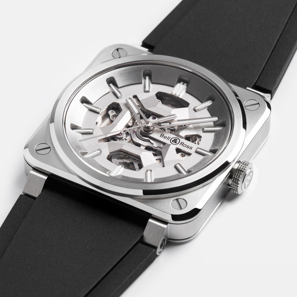 detail Bell & Ross BR-03 Skeleton Grey Steel BR03A-GR-SKST/SRB