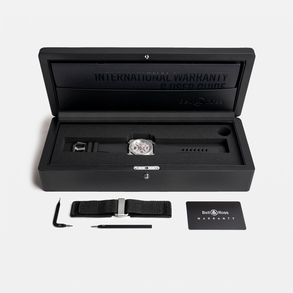 detail Bell & Ross BR-03 Skeleton Grey Steel BR03A-GR-SKST/SRB