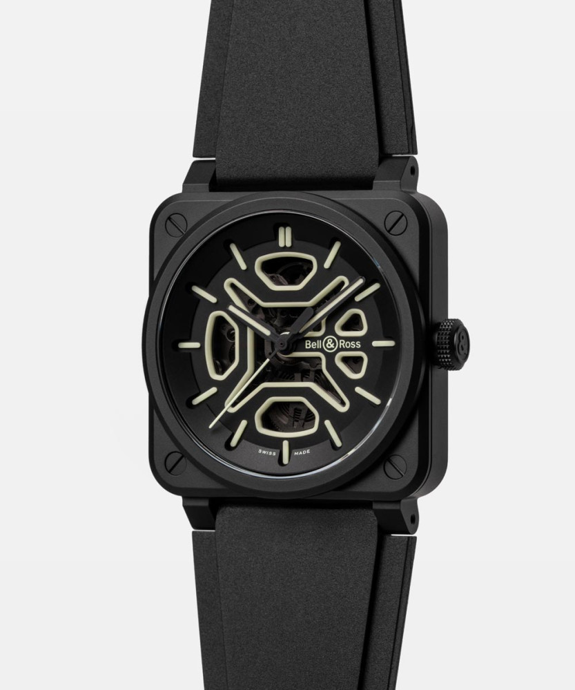 detail Bell & Ross BR-03 Skeleton Lum Ceramic BR03A-LM-SKCE/SRB