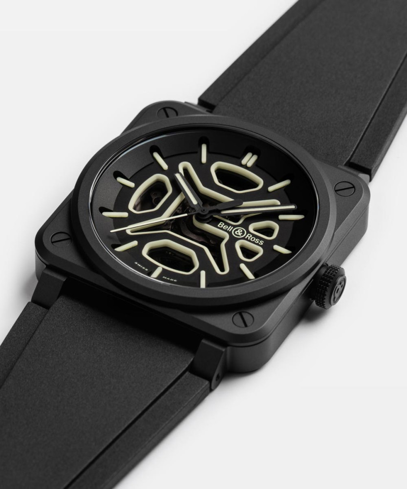 detail Bell & Ross BR-03 Skeleton Lum Ceramic BR03A-LM-SKCE/SRB
