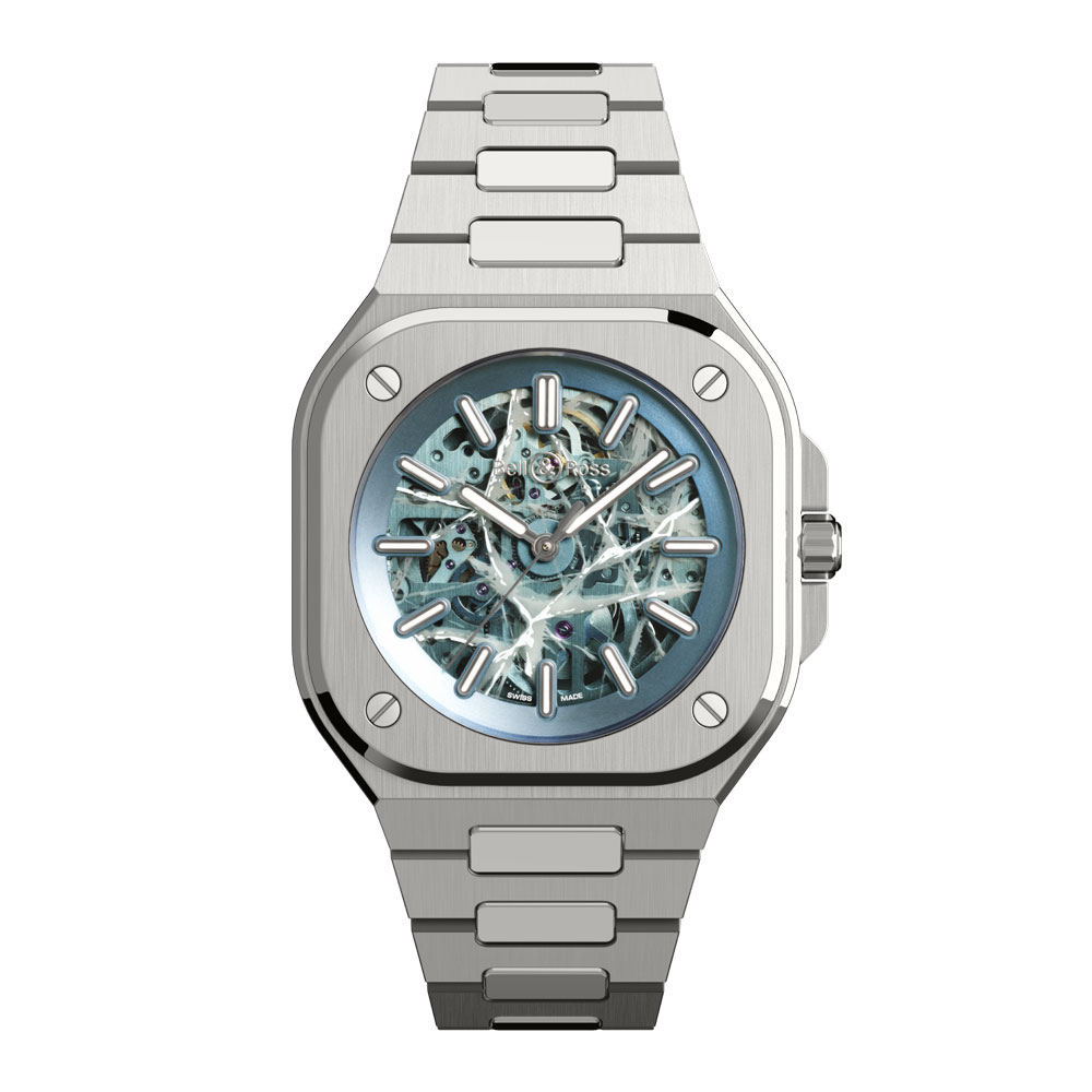 detail Bell & Ross BR-05 Skeleton Arctic Blue BR05A-AB-SKST/SST
