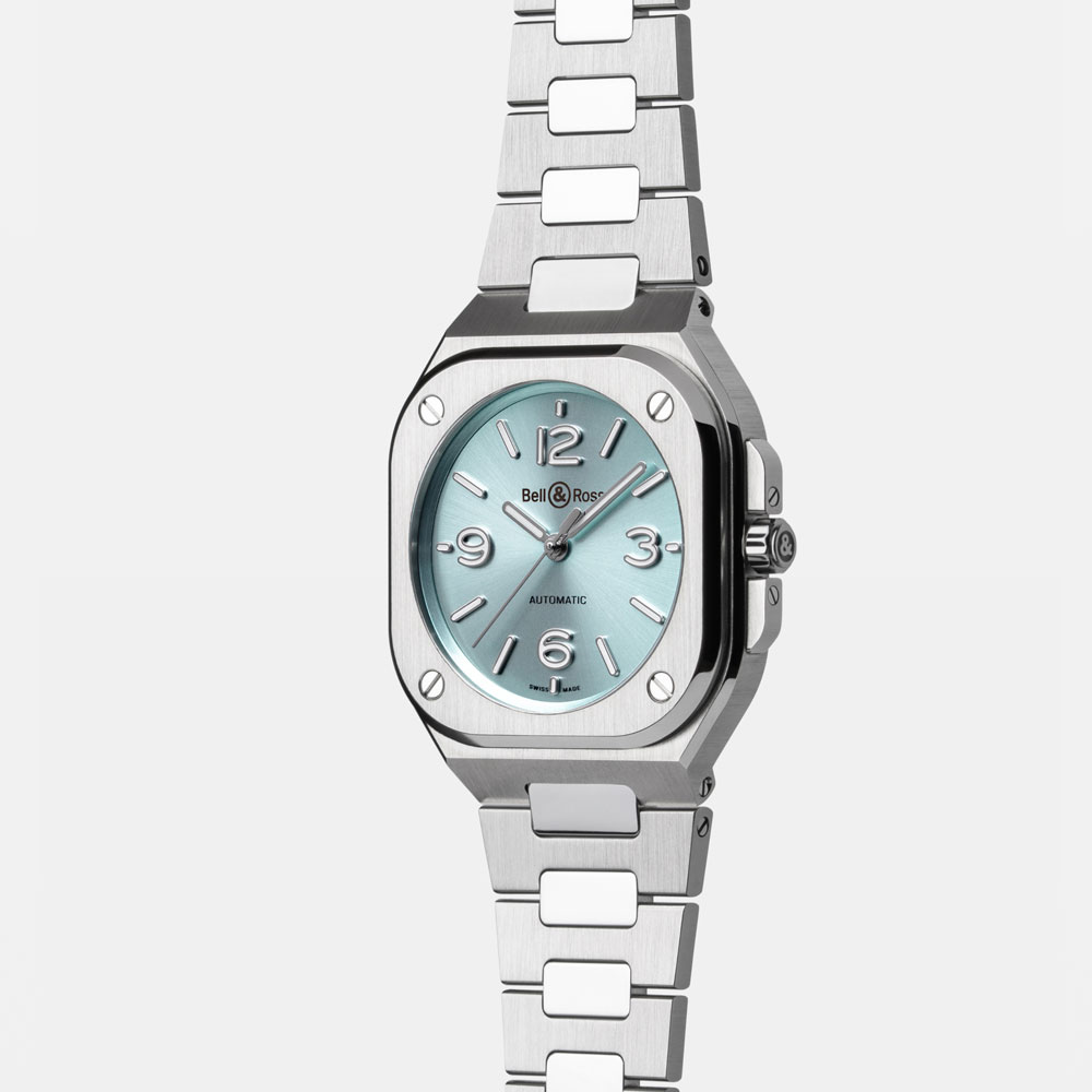 detail Bell & Ross BR-05 36mm Ice Blue Steel BR05A-S-BU-ST/SST
