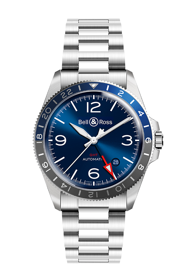 detail Bell & Ross BR V2-93 GMT Blue BRV293-BLU-ST/SST