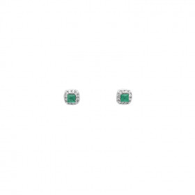 Smaragdové náušnice pecky s diamanty z bílého zlata