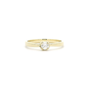 Minimalistický Zásnubní Prsten s Diamantem v Žlutém Zlatě