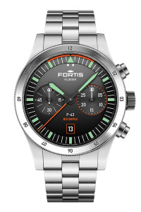 Fortis Flieger F-43 Bicompax Original on Block Bracelet F4240004