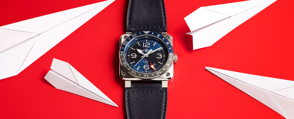 detail Bell & Ross BR 03-93 GMT Blue BR0393-BLU-ST/SCA