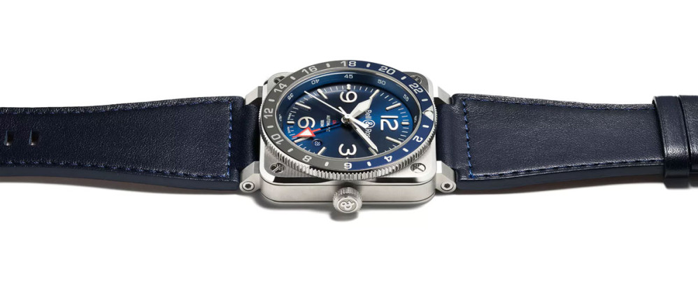 detail Bell & Ross BR 03-93 GMT Blue BR0393-BLU-ST/SCA