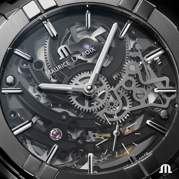 detail Maurice Lacroix Aikon Automatic Skeleton 45mm AI6028-SS001-030-1