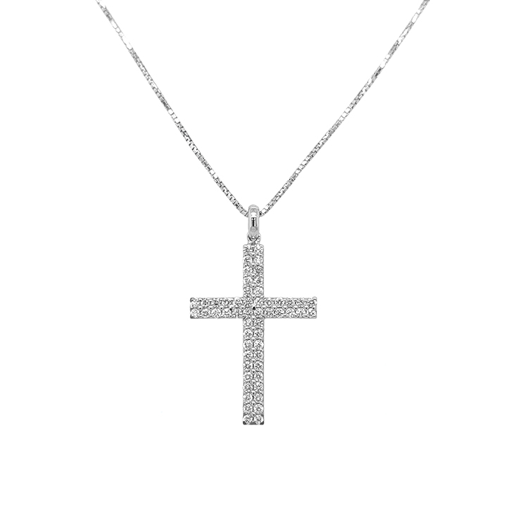 detail Zlatý Přívěsek Kříž s Diamanty