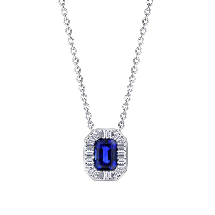 detail Zlatý Přívěsek se Safírem a Diamanty