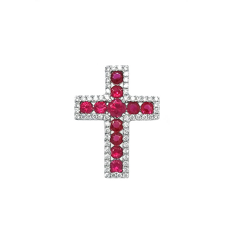 detail Zlatý Přívěsek s Rubíny a Diamanty