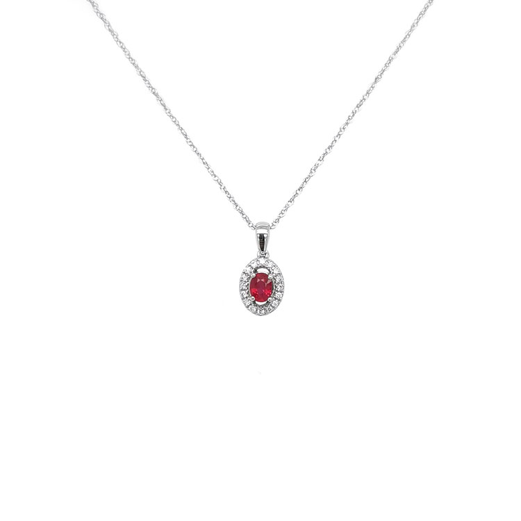 detail Rubínový přívěsek s diamanty z bílého zlata