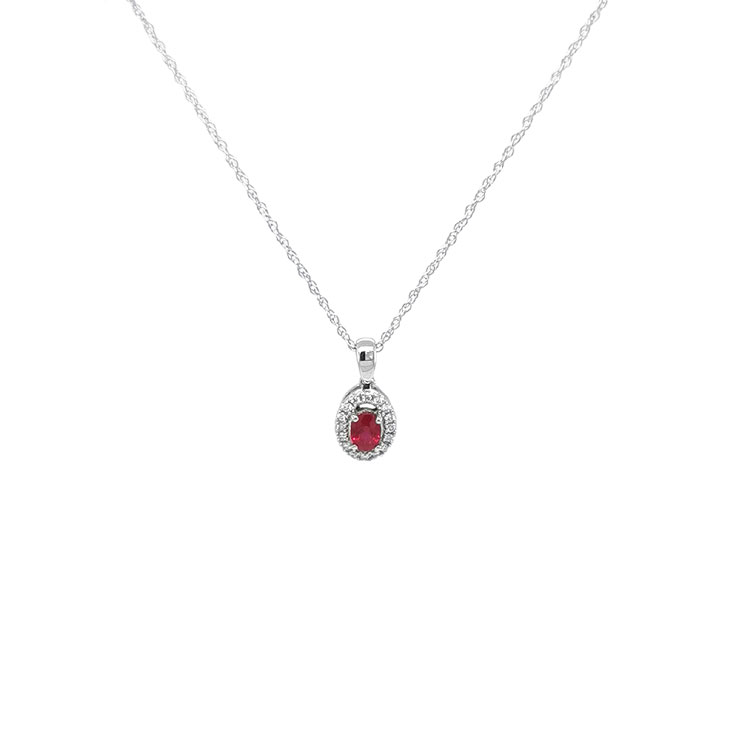 detail Rubínový přívěsek s diamanty z bílého zlata
