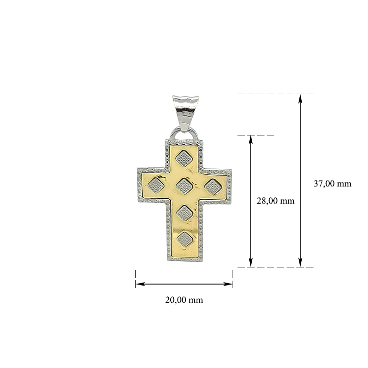 detail Přívěsek Kříž z Kombinovaného Zlata