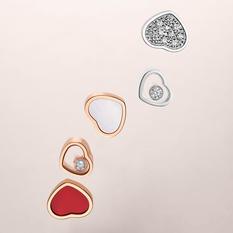detail Zlaté Náušnice Chopard My Happy Hearts 83A086-5302