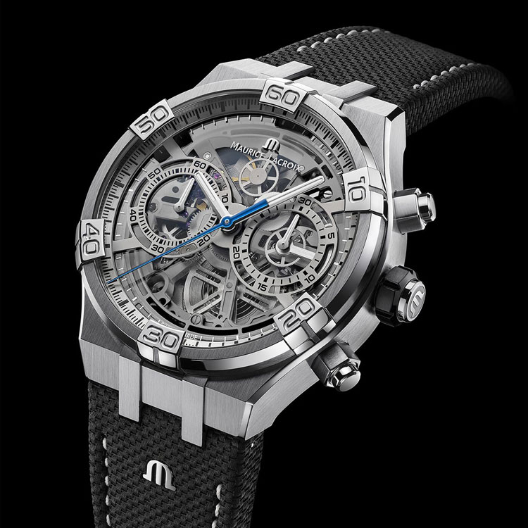 detail Maurice Lacroix Aikon Skeleton Chronograph AI6098-SS001-090-1