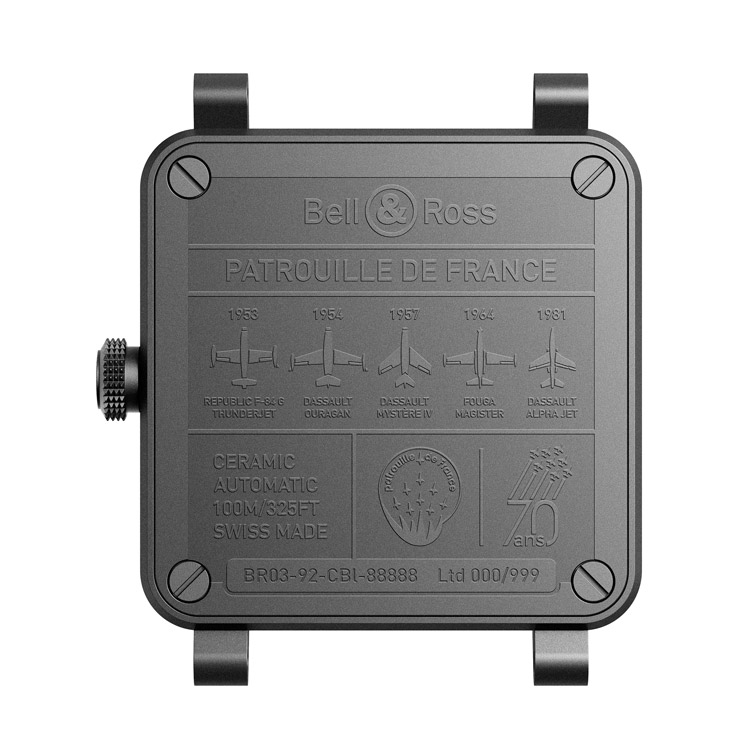 detail Bell & Ross BR 03-92 Patrouille de France 70th Anniversary BR0392-PAF7-CE/SCA