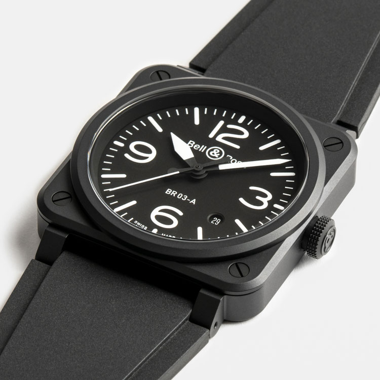 detail Bell & Ross BR 03 Black Matte BR03A-BL-CE/SRB