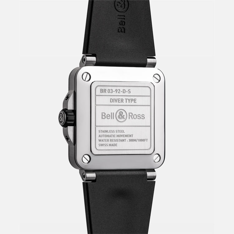 detail Bell & Ross BR 03 Diver Black Steel BR03A-D-BL-ST/SRB