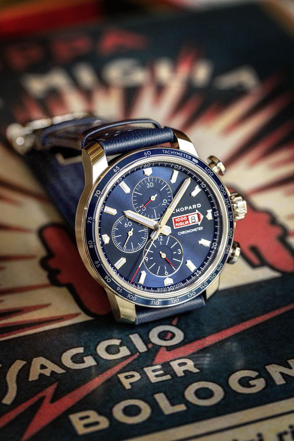 detail Chopard Mille Miglia GT Azzurro Chrono 168571-3007