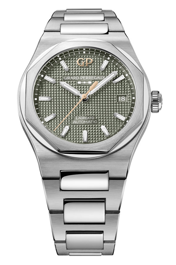 detail Girard-Perregaux Laureato 38mm Sage Green 81005-11-3407-1CM