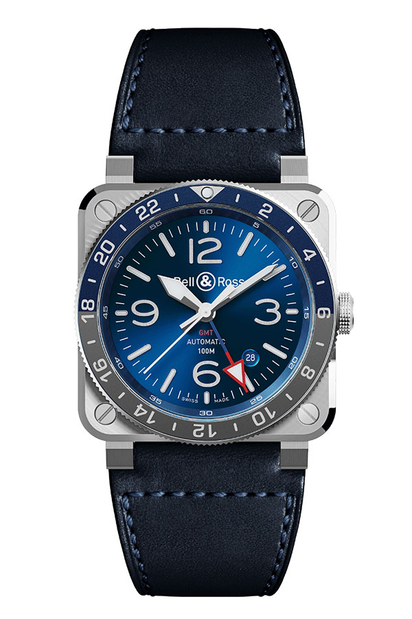 detail Bell & Ross BR 03-93 GMT Blue BR0393-BLU-ST/SCA
